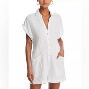 Vintage Havana white gauze mix matched pocket romper size small